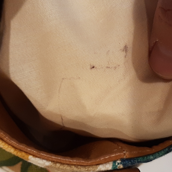 Vintage RARE Relic 1992 Collection Wood Handle With Floral Canvas Crossb Satchel - Picture 12 of 12